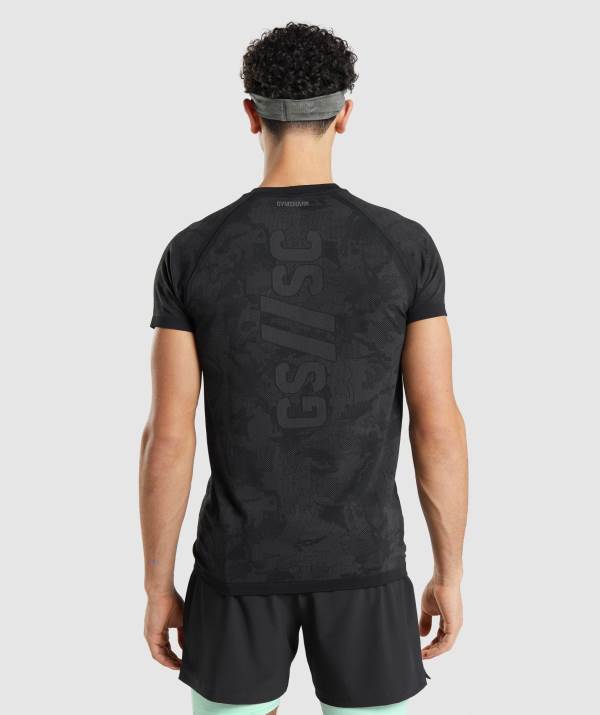 Panske Tricka Gymshark Steve Cook Seamless Čierne Tmavo Siva / Siva | LJ9761234